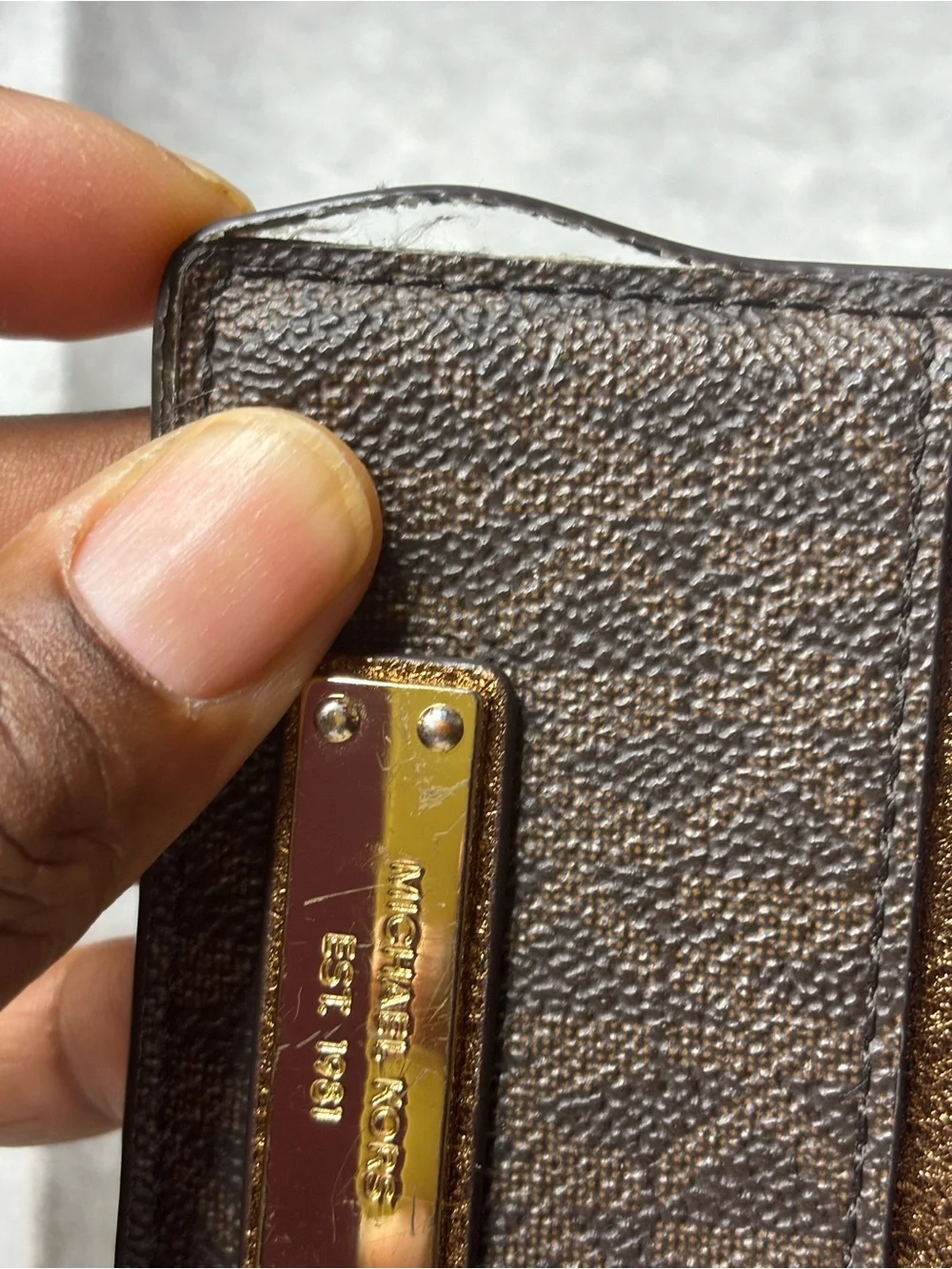Michael Kors Dark Brown Card Holder with Gold Plate